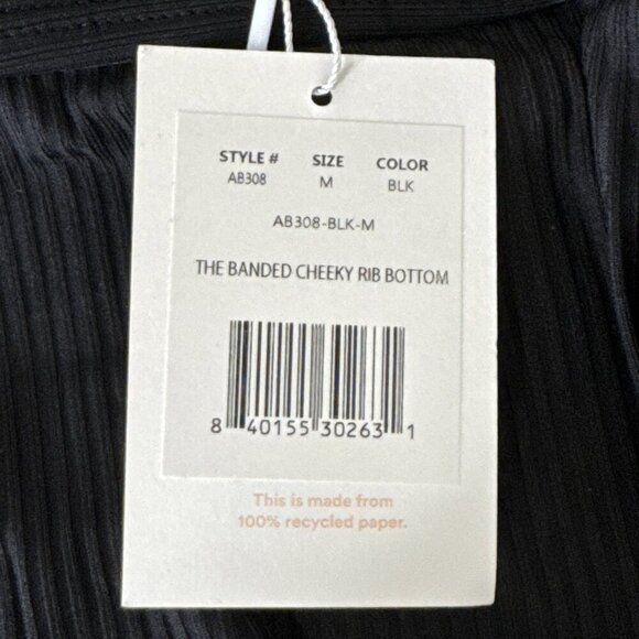 Andie Women's M Banded Cheeky Ribbed Swim Bottom Black NWT 9586 - Picture 12 of 16